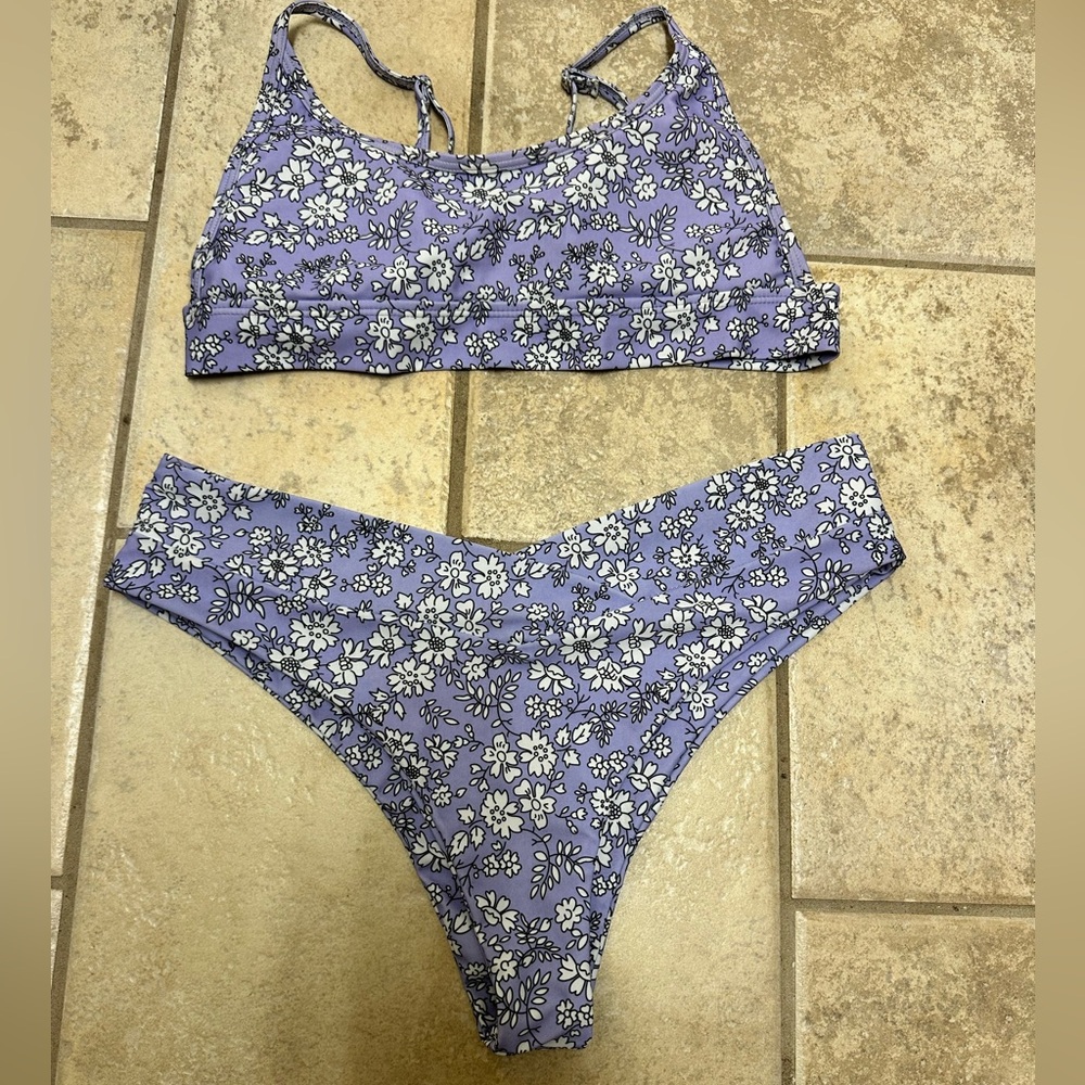Floral Bikini Set in Purple and White